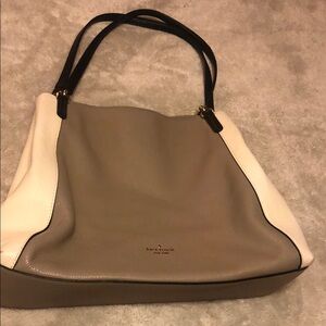 Kate Spade Tan and White Shoulder Bag with Elegant Silhouette